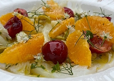 ENSALADA DE BACALAO Y CEREZAS